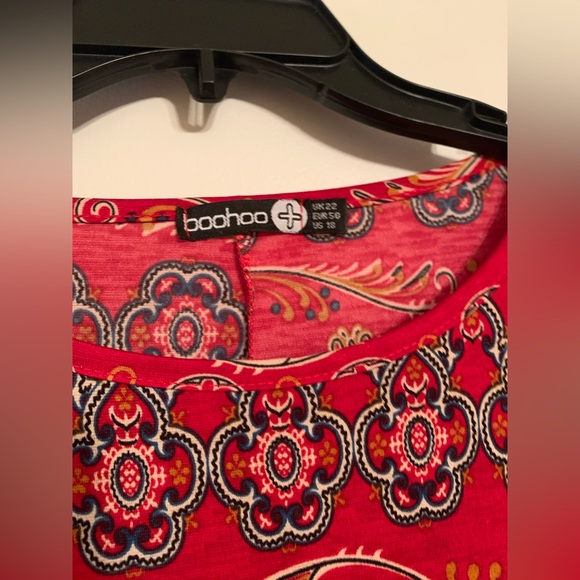 Boohoo Plus Orange Long Sleeve Swing Dress Boho Size 18 - Picture 2 of 3